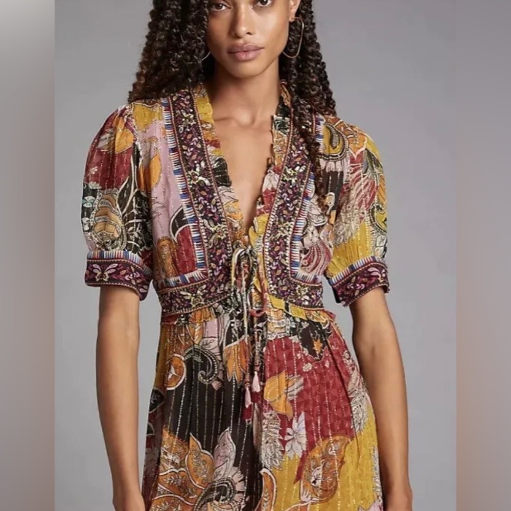Anthropologie Verb by Pallavi Singh Beaded Mini Dress - XS